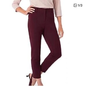 WHBM Burgundy Slim Ankle Ponte Pants
